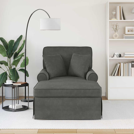 Chaise Lounge med Kjol med kudde 3 pcs Mörkgrå Kordread tyg