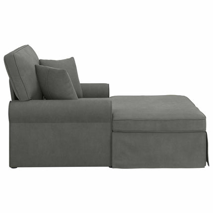 Chaise Lounge med Kjol med kudde 3 pcs Mörkgrå Kordread tyg
