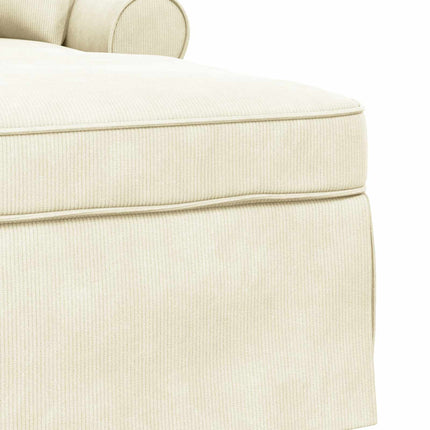Chaise Lounge med Kjol 3 st Kräm Kordread tyg 91 x 157 x 91 cm