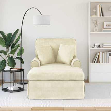 Chaise Lounge med Kjol med kudde 3 pcs Kräm Kordread tyg