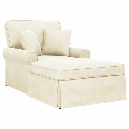 Chaise Lounge med Kjol med kudde 3 pcs Kräm Kordread tyg