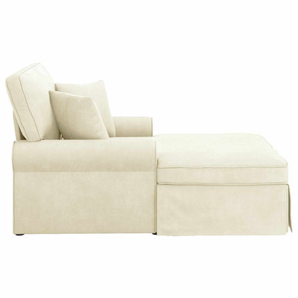 Chaise Lounge med Kjol med kudde 3 pcs Kräm Kordread tyg