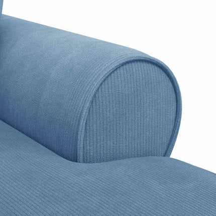 Chaise Lounge med Kjol 3 st Blå Kordread tyg 91 x 157 x 91 cm