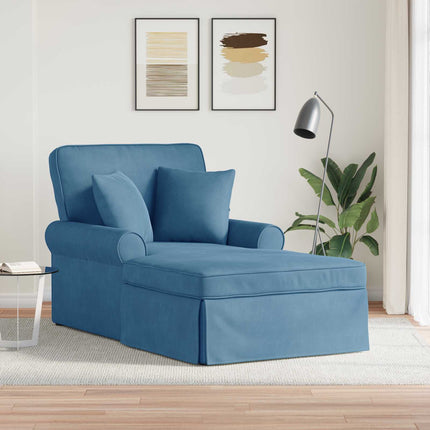 Chaise Lounge med Kjol 3 st Blå Kordread tyg 91 x 157 x 91 cm
