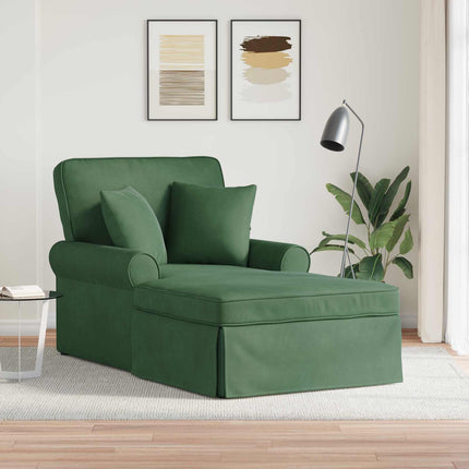 Chaise Lounge med Kjol med kudde 3 pcs Jungelgrön Kordread tyg