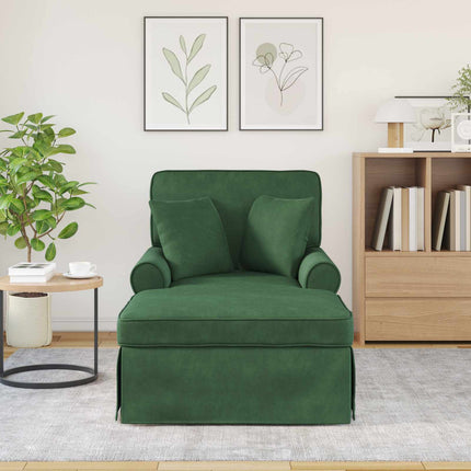 Chaise Lounge med Kjol med kudde 3 pcs Jungelgrön Kordread tyg