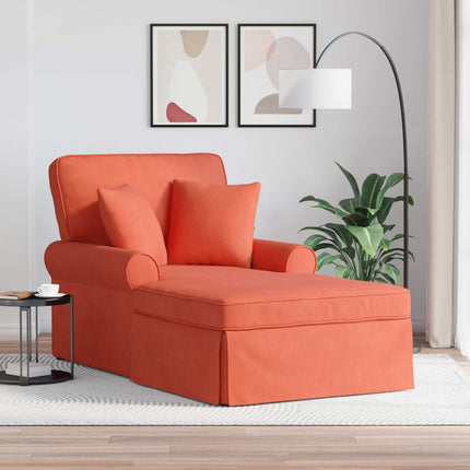 Chaise Lounge med Kjol med kudde 3 pcs Röd orange Kordread tyg