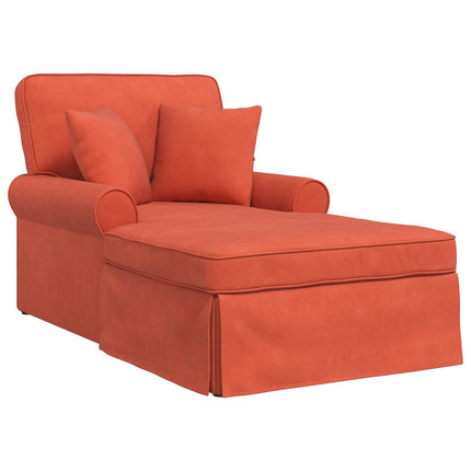 Chaise Lounge med Kjol med kudde 3 pcs Röd orange Kordread tyg