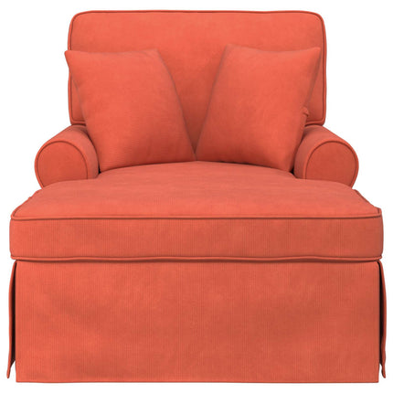 Chaise Lounge med Kjol 3 st Röd orange Kordread tyg