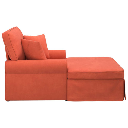 Chaise Lounge med Kjol med kudde 3 pcs Röd orange Kordread tyg