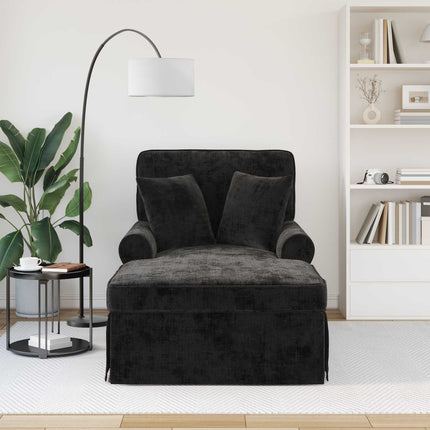 Chaise Lounge med Kjol med kudde Svart 157 x 91 x 91 cm ARES