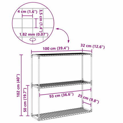 3-Tier växtställ Svart 100 x 32 x 102 cm Stål