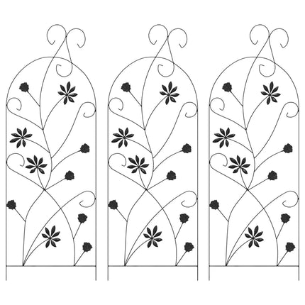 Trädgårdsstängsel med lås 3 pcs Svart 112 x 39,5 cm Stål