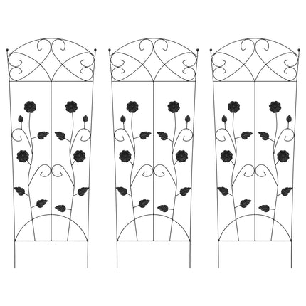 Trädgårdsstängsel 3 pcs Svart 110,5 x 42,5 cm Stål