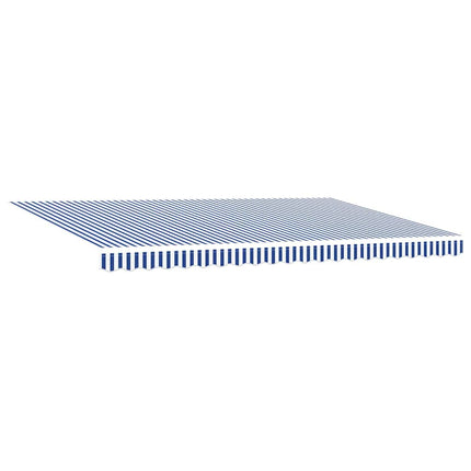 Utfällbar markis med LED -remsljus Blå och Vit 450 × 300 cm