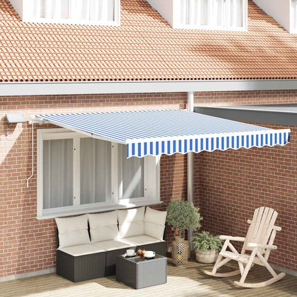 Utdragbar markis Blå och Vit 350 x 250 cm