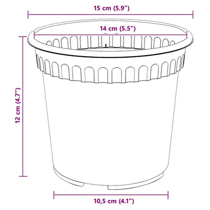Växtkrukor 6 pcs Svart Ø 15 x 12 cm Plast