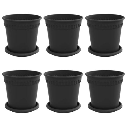 Växtkrukor 6 pcs Svart Ø 17 x 14 cm Plast