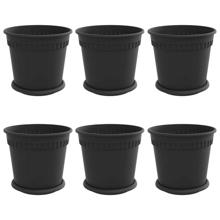 Växtkrukor 6 pcs Svart Ø 19 x 16 cm Plast