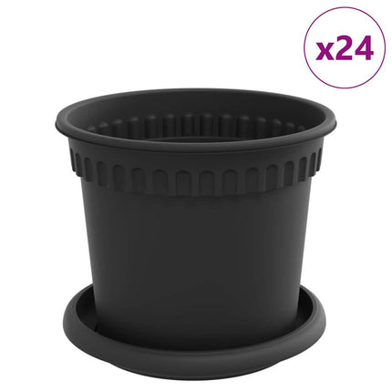 Växtkrukor 24 pcs Svart Ø 15 x 12 cm Plast
