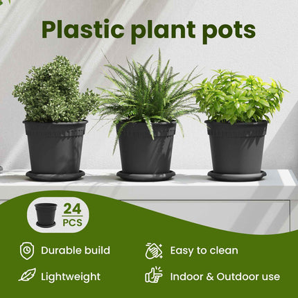 Växtkrukor 24 st Svart Plast