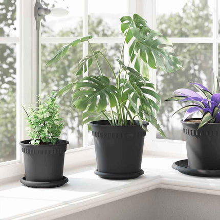 Växtkrukor 24 pcs Svart Ø 19 x 16 cm Plast