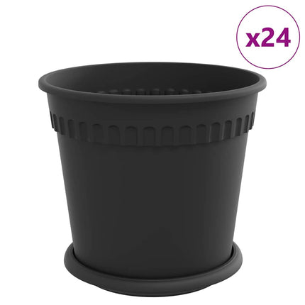 Växtkrukor 24 pcs Svart Ø 19 x 16 cm Plast