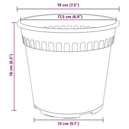 Växtkrukor 24 pcs Svart Ø 19 x 16 cm Plast