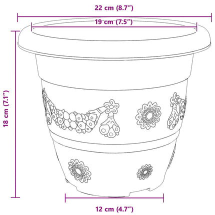 Växtkrukor 6 pcs Svart Ø 22 x 18 cm Plast
