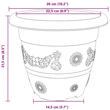 Växtkrukor 6 pcs Svart Ø 26 x 21,5 cm Plast