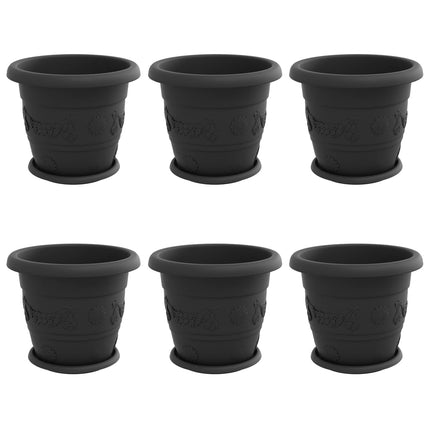 Växtkrukor 6 st Svart Ø 30 x 25 cm Plast