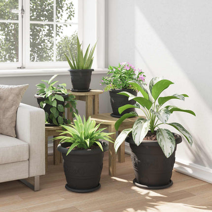 Växtkrukor 6 pcs Svart Ø 34 x 28 cm Plast
