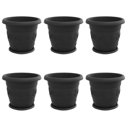 Växtkrukor 6 st Svart Ø 34 x 28 cm Plast