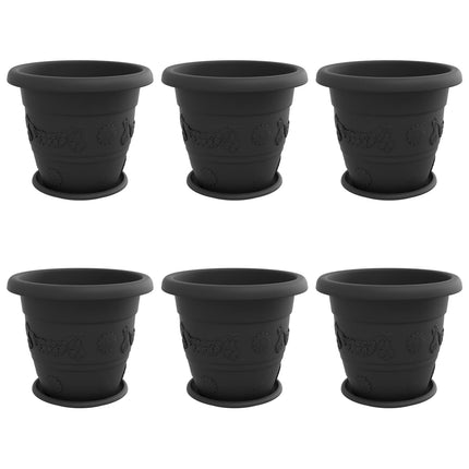 Växtkrukor 6 pcs Svart Ø 39 x 32 cm Plast