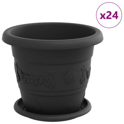 Växtkrukor 24 pcs Svart Ø 22 x 18 cm Plast