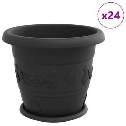 Växtkrukor 24 pcs Svart Ø 34 x 28 cm Plast