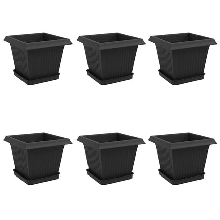 Växtkrukor 6 pcs Svart 20 x 20 x 16 cm Plast