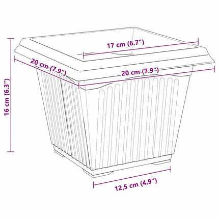 Växtkrukor 6 pcs Svart 20 x 20 x 16 cm Plast