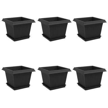Växtkrukor 6 pcs Svart 23 x 23 x 17,5 cm Plast