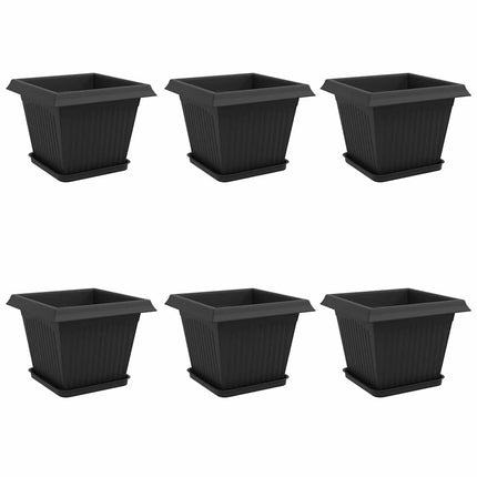 Växtkrukor 6 st Svart Plast
