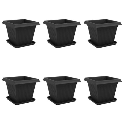 Växtkrukor 6 pcs Svart 38 x 38 x 30 cm Plast