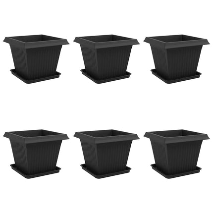Växtkrukor 6 st Svart Plast