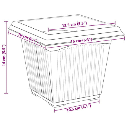 Växtkrukor 24 pcs Svart 16 x 16 x 14 cm Plast