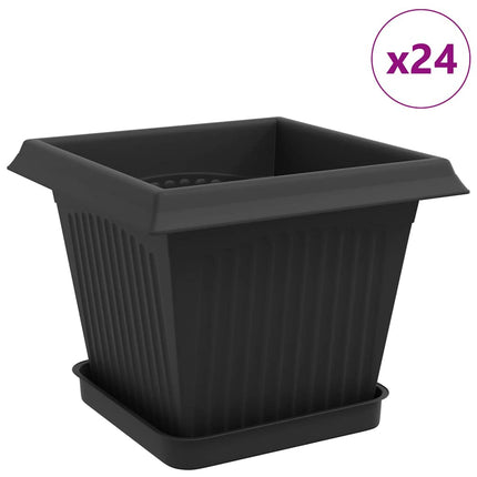 Växtkrukor 24 pcs Svart 20 x 20 x 16 cm Plast