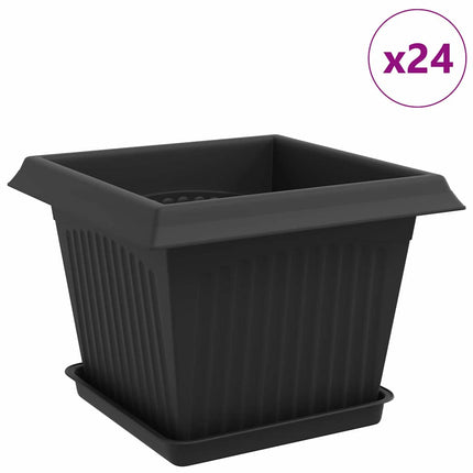 Växtkrukor 24 pcs Svart 23 x 23 x 17,5 cm Plast