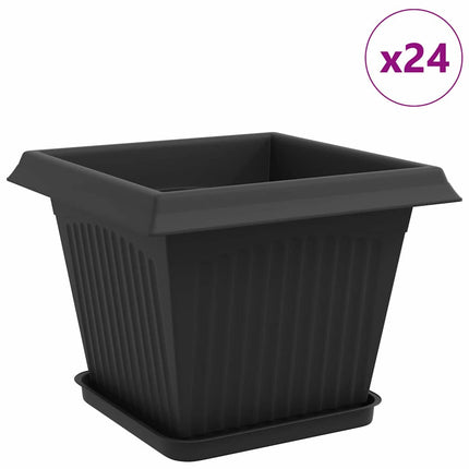 Växtkrukor 24 st Svart Plast