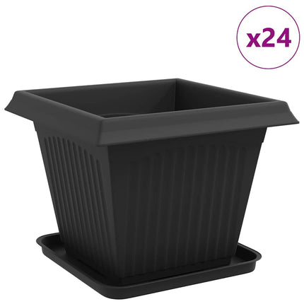 Växtkrukor 24 st Svart Plast