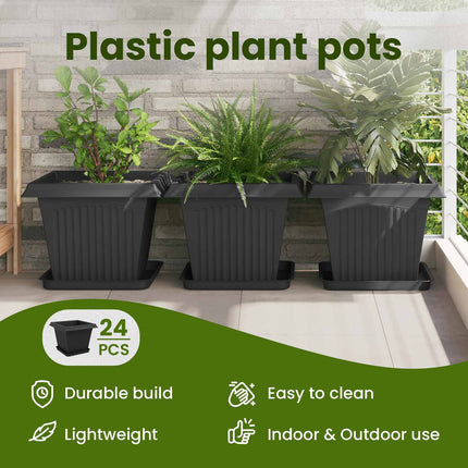 Växtkrukor 24 st Svart Plast