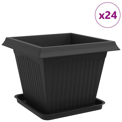 Växtkrukor 24 st Svart Plast
