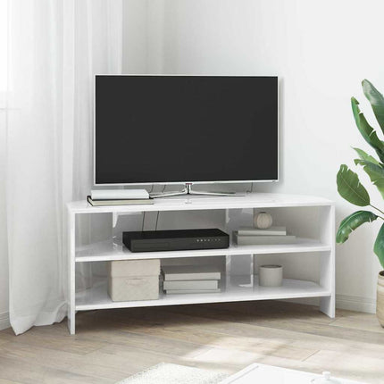 HörnTVSkåp Högblank Vit 102x40,5x45cm Konstruerat trä